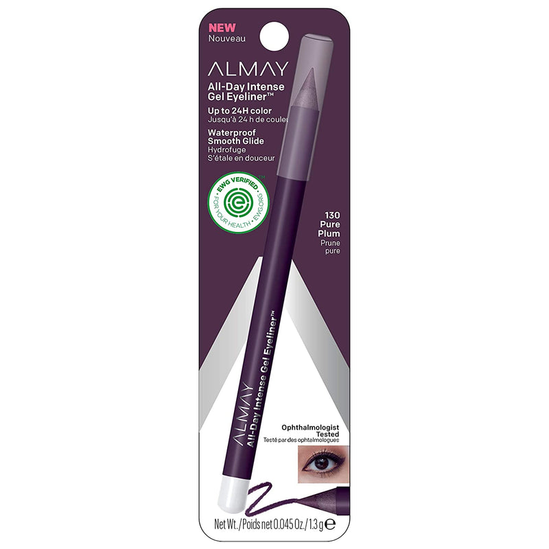 Almay AllDay Intense Gel Eyeliner, Longlasting, Waterproof FadeProof Creamy HighPerforming EasytoSharpen Liner Pencil oz, 130 Pure Plum, 0.028 Ounce Almay