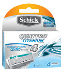 Schick Quattro Cartridges, Titanium Coated Blades, 4 Cartridges Schick