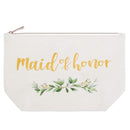 ElegantPark Maid of Honor Bridesmaid Cosmetic Bag Travel Makeup Bag for Women Bridal Shower Gifts Wedding Party Pouch Zipper Canvas ElegantPark