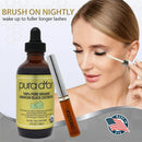 PURA D’OR Organic Jamaican Black Castor Oil (4oz) 100% Pure USDA Organic - Cold Pressed - For Lashes, Brows, Skin & Hair - Promotes Thicker Eyebrows, Eyelashes & Healthier Skin With Bonus Brush Kits PURA D'OR