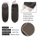10A Brazilian Straight Bundles with Closure (22 24 26+20) 100% Human Hair Bundles with Closure Unprocessed Virgin Straight Hair Weave 3 Bundles with Lace Closure Free Part YOCYTU