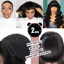 9A Brazilian Loose Deep Wave Human Hair Wigs with Bangs for Black Women 150% Density Full Machine Made Loose Deep Wave None Lace Front Wigs Human Hair Natural Black Wigs with Bangs YISEA Store