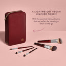 BK BEAUTY Travel Brush Set with Pouch 5-Piece Vegan, Cruelty-Free Brushes for Face & Eyes | Lightweight, Durable Makeup Brushes in Vegan Leather Pouch Perfect Travel-Size Makeup Brush Set Infinity Warehouse