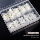 AORAEM Short Nail Tips Half Cover,Natural Lady French Acrylic Artificial Fake Half Nail with Box(Natural-500) AORAEM