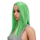SWACC 14-Inch Short Straight Middle Part Hair Wig Medium Length Synthetic Heat Resistant Wigs for Women with Wig Cap (Light Green) SWACC
