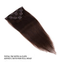 16 inches Clip in Hair Extensions Remy Human Hair - 70g 7pcs 16 Clips Straight Thick 100% Real Human Hair Extensions for Women Dark Brown