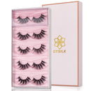 DYSILK 5 Pairs 6D Mink Eyelashes Faux Wispy Long Dramatic False Eyelashes Fluffy Soft Thick Fake Eyelashes Volume Extension Reusable Eyelashes Pack Handmade Makeup Lashes No Glue |004-16.7mm DYSILK