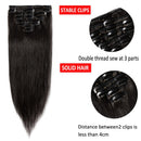Hairro Clip in Hair Extensions 100% Human Hair Thin Natural Black 24 Inch Long Straight Human Hair Clip on Hairpieces 80g Machine Weft 8pcs 18 Clips for Women