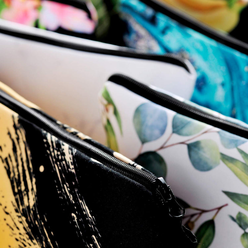 2 Pack Cosmetic Bags for Women Functional Makeup Bags Small Travel Bags Toiletries Case Accessories Organizer Fashion Women Gifts including Flamingo, Ocean FUN FUN HOME