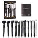 Zoreya Makeup Brushes 15Pcs Makeup Brush Set Premium Synthetic Kabuki Brush Cosmetics Foundation Concealers Powder Blush Blending Face Eye Shadows Black Brush Sets ZOREYA