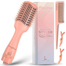 FairyBrave Blow Dryer Brush - Hot Air Brush Hair Dryer, Salon Quality One Step Hair Blowout Volumizer with Hair Clips and Teasing Comb for Medium to Thick Hair, Pink FairyBrave