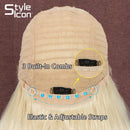 Style Icon 41" Lace Front Wigs Long Wavy Synthetic Wigs with Baby Hair Half Hand Tied 130% Density Wigs (1.5"4" Simulated Scalp, 613) Style Icon Store