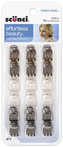 Scunci Effortless Beauty Thick Hair Mini Jaw Clips, 1 cm, (Pack of 18) Scunci