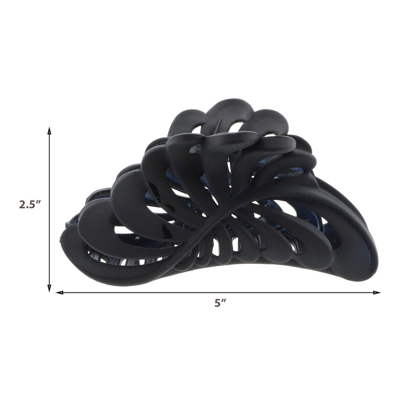 Matte Black 5 inch Large Jaw Clip Hair Claw with leaf design (Motique Accessories) Motique Accessories