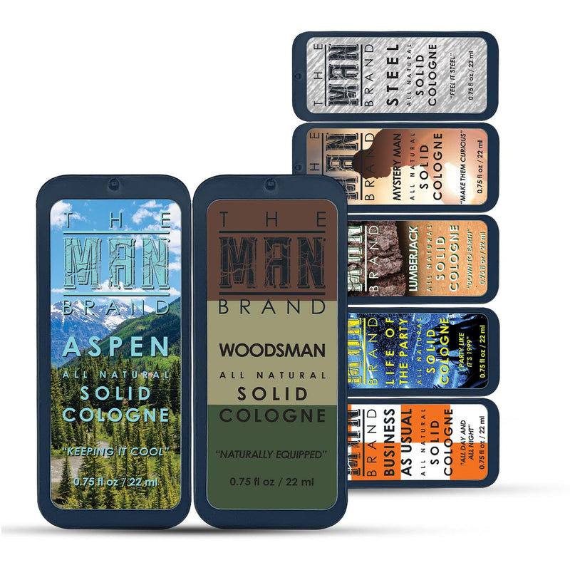 Mens Sample Solid Cologne Pack with Aspen Solid Cologne, Lumberjack Solid Cologne, Woodsman cologne, Mystery Man cologne and more (Play Daily Sampler Cologne Set - 7 Pack - 0.75 oz each) Infinity Warehouse