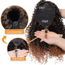 Vigorous Curly Ponytail Extension for Women Brown Color Drawstring Ponytail Curly for African Women Short Afro Kinky Ponytail Extension.(4