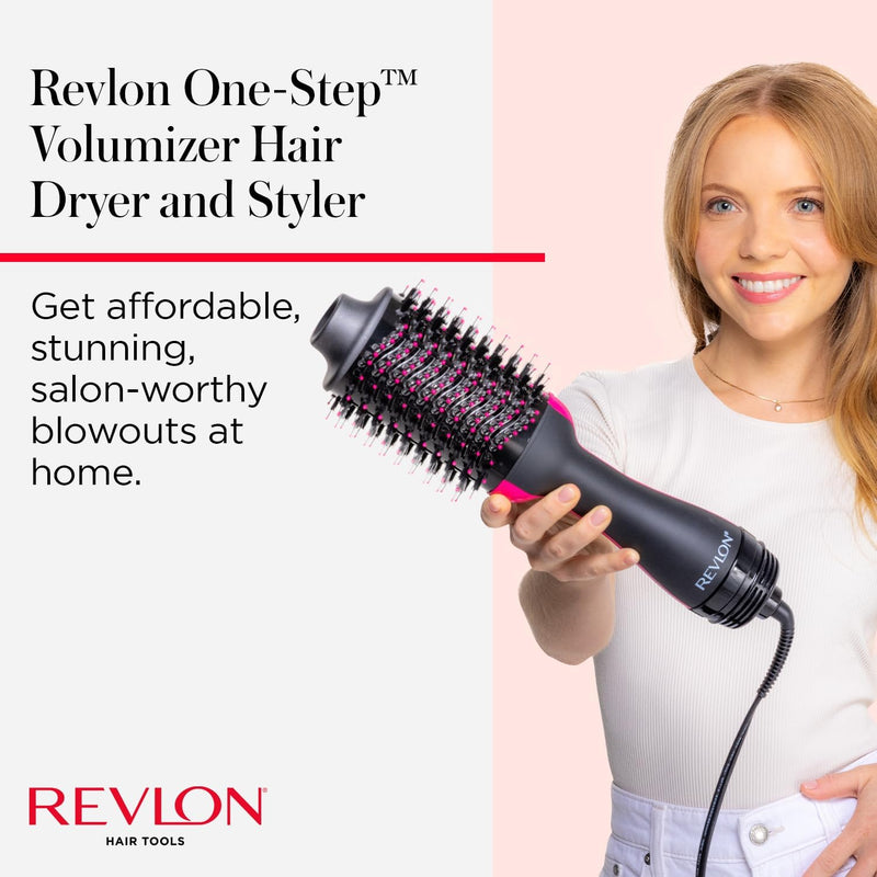 REVLON One-Step Volumizer Hair Dryer and Styler, Improved Motor for Less Frizz, More Shine, and Reduced Heat Damage for Salon Style Round Brush for Blowout, Black (Amazon Exclusive) Infinity Warehouse