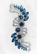 Faship Gorgeous Navy Blue Crystal Flower Barrette Clip Faship