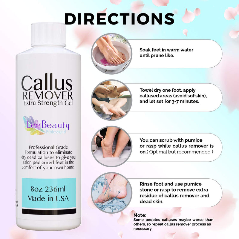 Lee Beauty Professional Callus Remover Extra Strength Gel for Feet, at Home Pedicure Results, 8 Oz LeeBeauty Professional