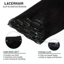 Lacer New Version Thick Hair Extensions Clip in Human Hair Full Head Silky Straight Glam Seamless Clip in Hair Extensions 140g 7pcs Jet Black