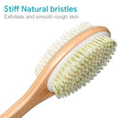 Metene Bamboo Body Brush with Stiff and Soft Natural Bristles, Back Scrubber for Shower with Long Handle, Dual-sided Brush Head for Wet or Dry Brushing, Exfoliating Skin and Clean the Body Easily Metene