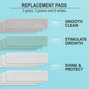 Onsen Nail Buffer Block Replacement Pads - 3 Way Buffing Smooth Shine Natural Nail Polisher with 3 Sides Coarse Soft Silky for Professional Nail Care, Nail Buffer Replacement Pads, 4x Combo Pads, 3pk Onsen Secret