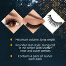 Ardell False Eyelashes 4 Pack Double Up 205, 1 pack (4 pairs per pack) Ardell