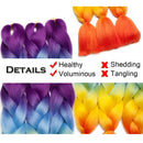 Benehair Jumbo Braiding Hair 24 inch Jumbo Braid Rainbow Jumbo Box Braids Crochet Hair Extensions Ombre Purple Blue Yellow Orange for Women Kids DIY High Temperature Synthetic Fiber 1 Bundle Benehair