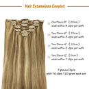 Doores Hair Extensions Clip in Ombre Light Blonde Highlighted Golden Blonde 7pcs 24 Inch Clip in Human Hair Extensions Remy Natural Hair Extensions Straight Thick 120g DOORES Store