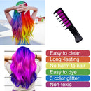 Hair Chalks for Girls, 6 Bright Temporary Washable Hair Color Combs with 3 Glitter, Hair Chalk Dyeing for Birthday Cosplay Halloween Party, Non-Toxic, Safe for Kids & Teens Byhoo