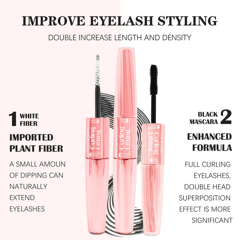 4D Fiber Mascara Black Volume and Length, Waterproof Makeup, Double Extend Lengthening Mascara Cutie Academy
