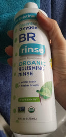Essential Oxygen BR Certified Organic Brushing Rinse, All Natural Mouthwash, Peppermint, 16 oz With 3 oz Travel Size Essential Oxygen Store