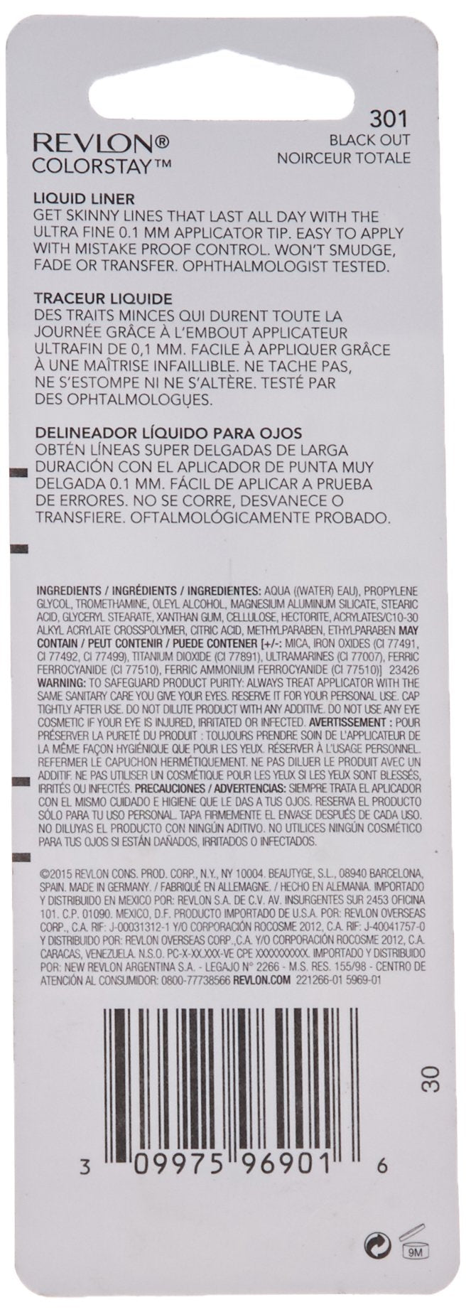 REVLON ColorStay Skinny Liquid Eyeliner, Waterproof, Smudgeproof, Longwearing Eye Makeup with Ultra-Fine Tip, Black Out (301) REVLON