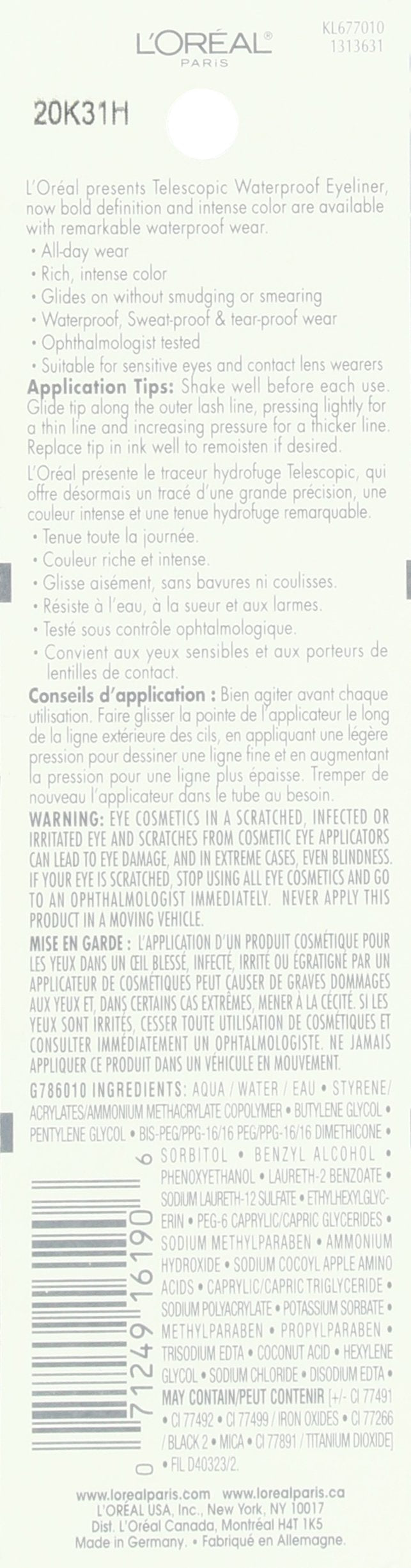 L'Oreal Paris Telescopic Precision Liquid Waterproof Eyeliner, Black L'Oréal Paris