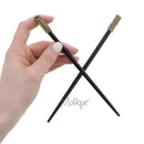 Set of 2 Hair Sticks Chopsticks with Colored Studded Tops - Black Motique Accessories