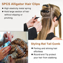 8PCS Detangling Brush and Comb, MORGLES Detangling Hair Brush Wide Tooth Comb for Curly Hair Brush with Rat Tail Comb Alligator Hair Clips Detangling Hair Comb for Black Natural Wavy Wet Hair MORGLES