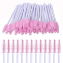 100 PCS Mascara Brushes Disposable Eyelash Brushes Eye Lash Eyebrow Applicator Cosmetic Makeup Brush Tool (White-Pink) Elisel