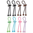 Pulleez Sliding Ponytail Holder, Set of 4 - Acrylic Charms - 2 Black/ 2 Brown/ Elastic Hair Tie & Set of 4 - Acrylic Charm - Lime/Sky/Pink/Lavender Elastic Hair Ties Pulleez
