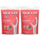 GRIN Braces Flosser, Floss Picks Designed for Braces, 60 Count, Dental Flossers, Recycled Plastic, Ortho Approved, Premium Thin Floss, Includes Handy Wax Scraper and Pick (Pack of 2) Infinity Warehouse