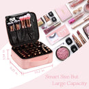 Stagiant Makeup Bag Portable Travel Makeup Train Case PU Leather Cosmetic Storage Organizer with Dividers for Girls Cosmetic Make Up Tools Toiletry Jewelry Digital Accessories (Pink) Stagiant