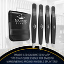 Tweezers Set 4-piece-Stainless Steel Slant Tip + Sharp Pointed Eyebrow Tweezer Set-Precision Facial Hair Removal ,Eyebrow Hair,Splinter,Blackhead,Ingrown Hair/Tick Remover-Ends Meet Perfect Majestic Bombay