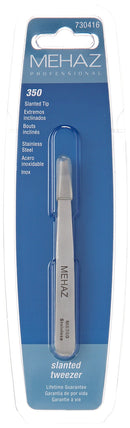 Mehaz Professional Slanted Tweezer MS350 Durable Stainless Steel With Slanted Tips For Precision Gripping In Eyebrow Shaping And Unwanted Body Hair Removal - 3.8 inches Mehaz Professional