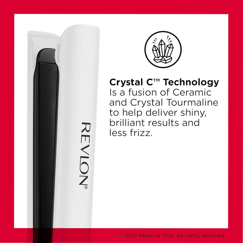 REVLON Crystal C + Ceramic Digital Hair Flat Iron | Long-Lasting Shine and Less Frizz, (1 in) Infinity Warehouse