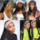Subella Straight Headband Human Hair Wigs 150% Density Brazilian Virgin Hair Machine Made None Lace Front Wigs Human Hair for Black Women 22inch Subella