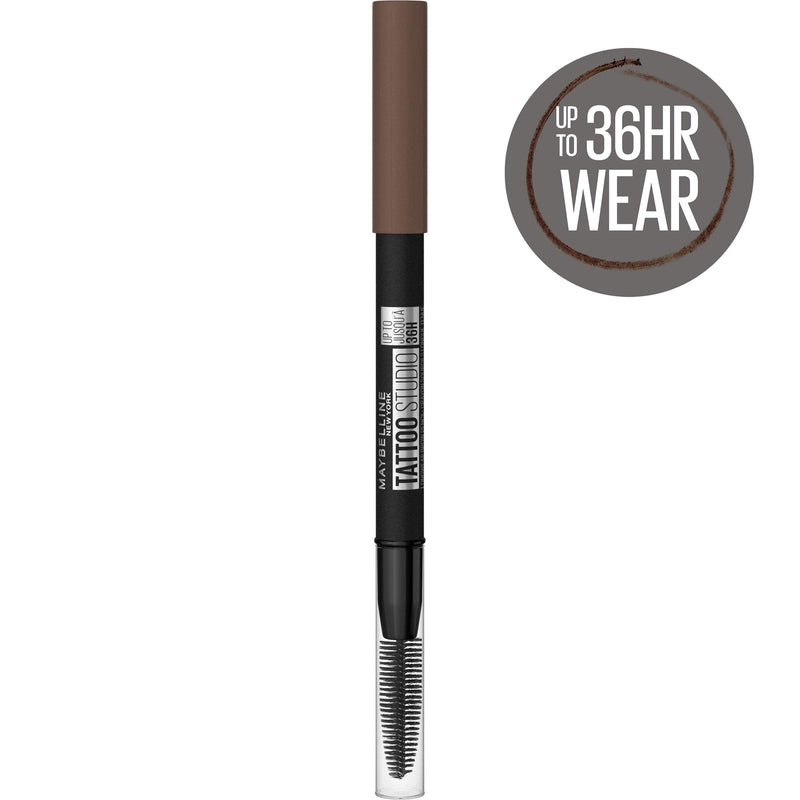 Maybelline TattooStudio Waterproof Eyebrow Pencil, Sharpenable, Longwear, Long Lasting Eyebrow Pencil, Defined Brows, Pigment Brow Pencil, Medium Brown, 1 Count Maybelline New York