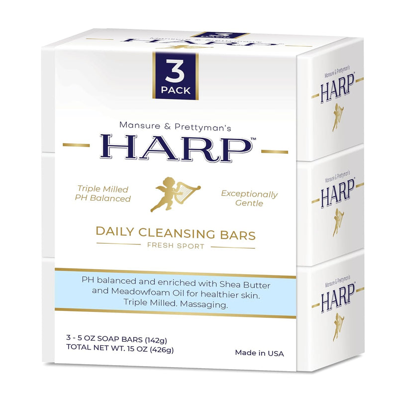 HARP pH-Balanced (5.0-6.0) Body Wash Bar. 100% Syndet. Protects Moisture Barrier For Sensitive, Dry or Irritated skin. + Shea Butter/Borage Oil. Non-Comedogenic. FRAGRANCE FREE Infinity Warehouse