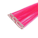 SWACC 12 Pcs Straight One Color Party Highlights Clip on in Hair Extensions Colored Hair Streak Synthetic Hairpieces (Neon Pink) SWACC