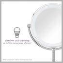 Conair Reflections Double-Sided LED Lighted Vanity Makeup Mirror, 1x/10x magnification, Polished Chrome finish Conair