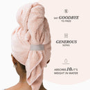 VOLO Hero Microfiber Hair Towel, Super Absorbent, Ultra-Soft, Fast Drying | Reduce Dry Time by 50%, Large, Premium Wrap Towel, Sustainable Packaging, Anti-Frizz, Anti-Breakage, Hands-Free (Cloud Pink) VOLO