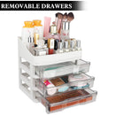 ELUCHANG Cosmetic Makeup Organizer Plastic Storage Box with Drawer Lipsticks Holder Desktop Sundry Storage Case (3 Drawers,Transparent) ELUCHANG